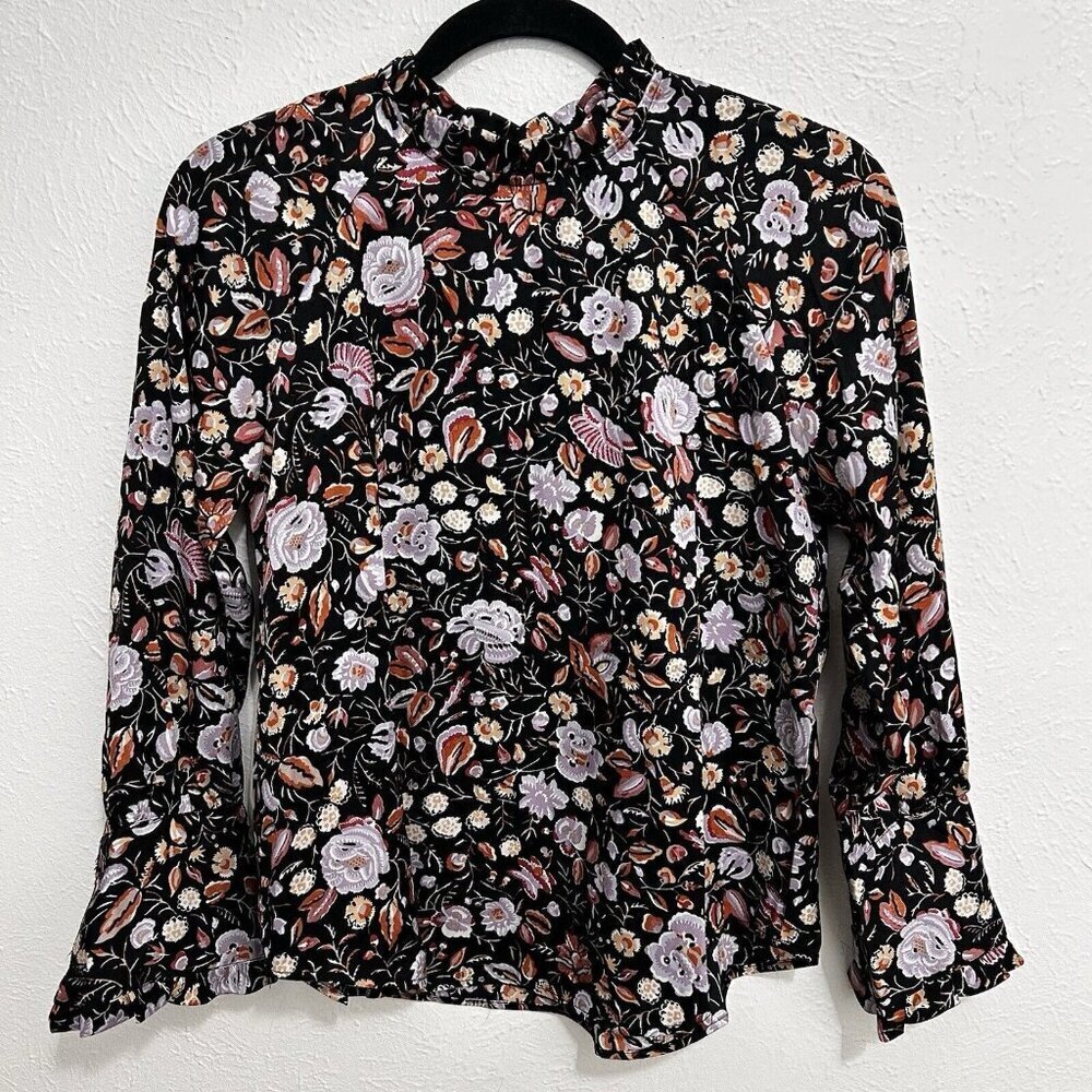 Ann Taylor Floral Print Popover Blouse Cottage Core Cabin Core Granny Core Sz SP
